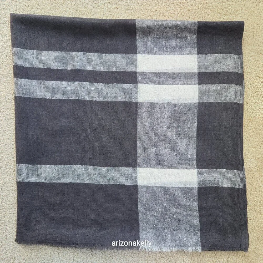 NWOT Beck Sondergaard Wool Scarf Grey Plaid